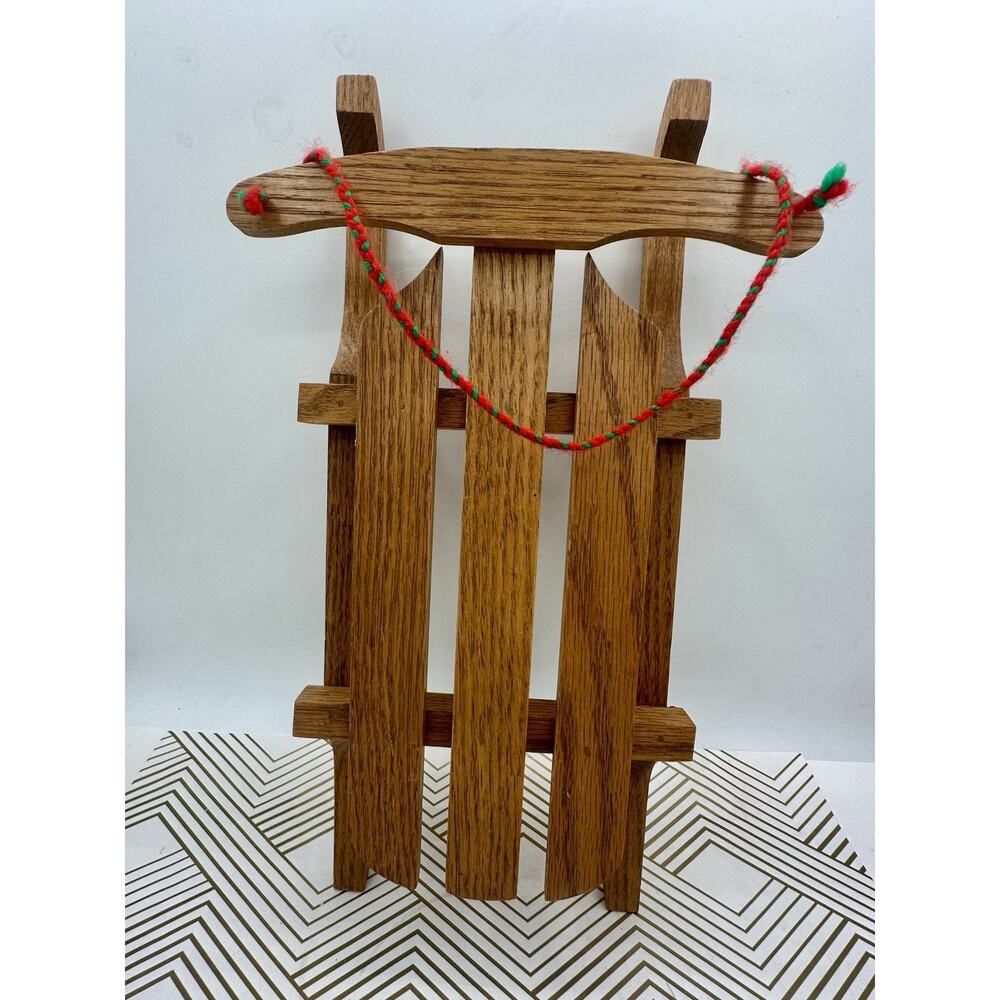 Handmade Rustic Wooden Doll Bear Childs Toy Sled Sleigh Christmas Decoration